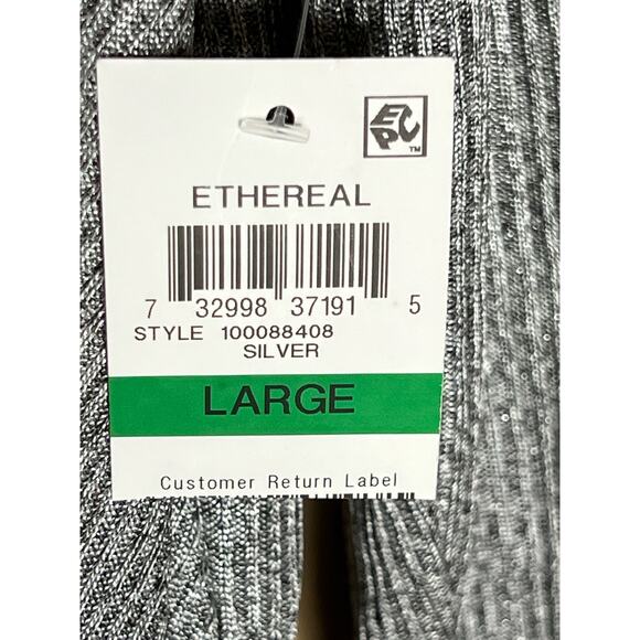 INC Ethereal Silver Criss-Cross Shine Top L NWT - Picture 6 of 6